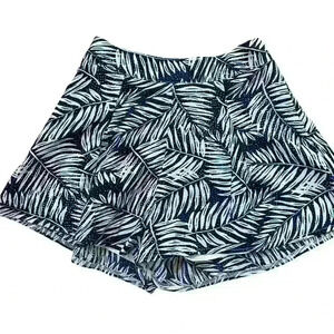 American Threads Women’s Flowy Shorts Navy White Palm Print Casual Vacation